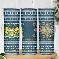 Sierra Leone Christmas Skinny Tumbler with Ornamental Pattern, National Coat of Arms, and Festive Motif - Wonder Print Shop