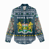 Sierra Leone Christmas Women Casual Shirt with Ornamental Pattern, National Coat of Arms, and Festive Motif - Wonder Print Shop