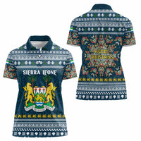 Sierra Leone Christmas Women Polo Shirt with Ornamental Pattern, National Coat of Arms, and Festive Motif - Wonder Print Shop