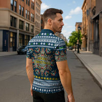 Sierra Leone Christmas Zipper Polo Shirt with Ornamental Pattern, National Coat of Arms, and Festive Motif - Wonder Print Shop