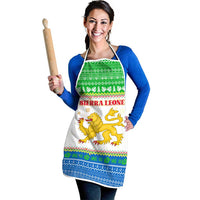 Sierra Leone Christmas Apron with Festive Green Pattern, Golden Lion Emblem, and Santa Sleigh Motif - Wonder Print Shop