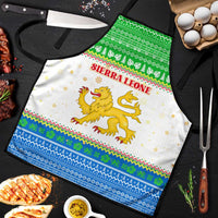 Sierra Leone Christmas Apron with Festive Green Pattern, Golden Lion Emblem, and Santa Sleigh Motif - Wonder Print Shop
