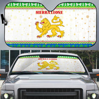 Sierra Leone Christmas Auto Sun Shade with Festive Green Pattern, Golden Lion Emblem, and Santa Sleigh Motif - Wonder Print Shop