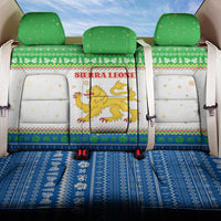 Sierra Leone Christmas Back Car Seat Cover with Festive Green Pattern, Golden Lion Emblem, and Santa Sleigh Motif - Wonder Print Shop