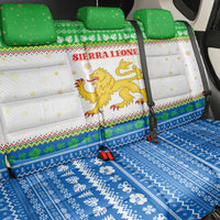 Sierra Leone Christmas Back Car Seat Cover with Festive Green Pattern, Golden Lion Emblem, and Santa Sleigh Motif - Wonder Print Shop