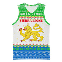 Sierra Leone Christmas Basketball Jersey with Festive Green Pattern, Golden Lion Emblem, and Santa Sleigh Motif - Wonder Print Shop