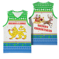 Sierra Leone Christmas Basketball Jersey with Festive Green Pattern, Golden Lion Emblem, and Santa Sleigh Motif - Wonder Print Shop