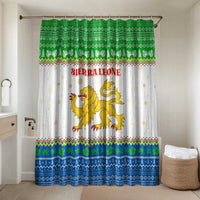 Sierra Leone Christmas Bathroom Set with Festive Green Pattern, Golden Lion Emblem, and Santa Sleigh Motif - Wonder Print Shop