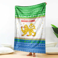 Sierra Leone Christmas Blanket with Festive Green Pattern, Golden Lion Emblem, and Santa Sleigh Motif - Wonder Print Shop