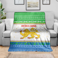 Sierra Leone Christmas Blanket with Festive Green Pattern, Golden Lion Emblem, and Santa Sleigh Motif - Wonder Print Shop