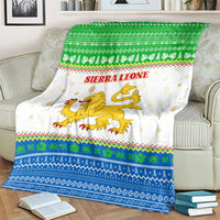 Sierra Leone Christmas Blanket with Festive Green Pattern, Golden Lion Emblem, and Santa Sleigh Motif - Wonder Print Shop