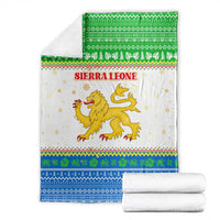 Sierra Leone Christmas Blanket with Festive Green Pattern, Golden Lion Emblem, and Santa Sleigh Motif - Wonder Print Shop