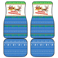 Sierra Leone Christmas Car Mats with Festive Green Pattern, Golden Lion Emblem, and Santa Sleigh Motif - Wonder Print Shop