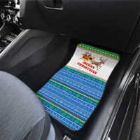 Sierra Leone Christmas Car Mats with Festive Green Pattern, Golden Lion Emblem, and Santa Sleigh Motif - Wonder Print Shop