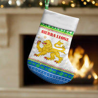 Sierra Leone Christmas Stocking with Festive Green Pattern, Golden Lion Emblem, and Santa Sleigh Motif - Wonder Print Shop