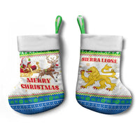 Sierra Leone Christmas Stocking with Festive Green Pattern, Golden Lion Emblem, and Santa Sleigh Motif - Wonder Print Shop
