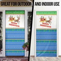 Sierra Leone Christmas Door Cover with Festive Green Pattern, Golden Lion Emblem, and Santa Sleigh Motif - Wonder Print Shop