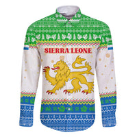 Sierra Leone Christmas Family Matching Mermaid Dress and Hawaiian Shirt with Festive Green Pattern, Golden Lion Emblem, and Santa Sleigh Motif - Wonder Print Shop