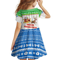 Sierra Leone Christmas Family Matching Off Shoulder Maxi Dress and Hawaiian Shirt with Festive Green Pattern, Golden Lion Emblem, and Santa Sleigh Motif - Wonder Print Shop