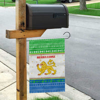 Sierra Leone Christmas Garden Flag with Festive Green Pattern, Golden Lion Emblem, and Santa Sleigh Motif - Wonder Print Shop