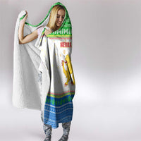 Sierra Leone Christmas Hooded Blanket with Festive Green Pattern, Golden Lion Emblem, and Santa Sleigh Motif - Wonder Print Shop