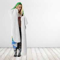 Sierra Leone Christmas Hooded Blanket with Festive Green Pattern, Golden Lion Emblem, and Santa Sleigh Motif - Wonder Print Shop