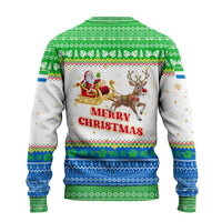 Sierra Leone Christmas Ugly Christmas Sweater with Festive Green Pattern, Golden Lion Emblem, and Santa Sleigh Motif - Wonder Print Shop