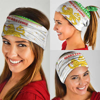 Sierra Leone Christmas Neck Gaiter with Festive Green Pattern, Golden Lion Emblem, and Santa Sleigh Motif - Wonder Print Shop
