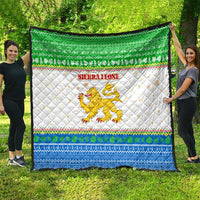 Sierra Leone Christmas Quilt with Festive Green Pattern, Golden Lion Emblem, and Santa Sleigh Motif - Wonder Print Shop