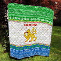 Sierra Leone Christmas Quilt with Festive Green Pattern, Golden Lion Emblem, and Santa Sleigh Motif - Wonder Print Shop