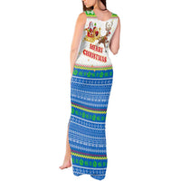 Sierra Leone Christmas Tank Maxi Dress with Festive Green Pattern, Golden Lion Emblem, and Santa Sleigh Motif - Wonder Print Shop