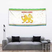 Sierra Leone Christmas Tapestry with Festive Green Pattern, Golden Lion Emblem, and Santa Sleigh Motif - Wonder Print Shop