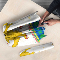 Sierra Leone Christmas Umbrella with Festive Green Pattern, Golden Lion Emblem, and Santa Sleigh Motif - Wonder Print Shop