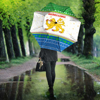Sierra Leone Christmas Umbrella with Festive Green Pattern, Golden Lion Emblem, and Santa Sleigh Motif - Wonder Print Shop