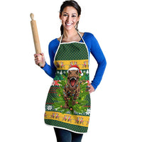 Christmas T Rex In Noel Tree Apron Xmas Holiday Patterns - Wonder Print Shop