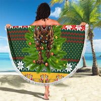 Christmas T Rex In Noel Tree Beach Blanket Xmas Holiday Patterns - Wonder Print Shop
