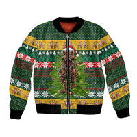 Christmas T Rex In Noel Tree Bomber Jacket Xmas Holiday Patterns - Wonder Print Shop