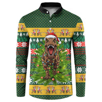 Christmas T Rex In Noel Tree Button Sweatshirt Xmas Holiday Patterns - Wonder Print Shop