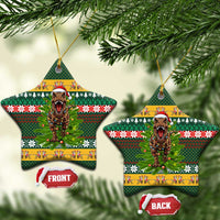 Christmas T Rex In Noel Tree Ceramic Ornament Xmas Holiday Patterns - Wonder Print Shop
