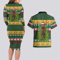 Christmas T Rex In Noel Tree Couples Matching Long Sleeve Bodycon Dress and Hawaiian Shirt Xmas Holiday Patterns - Wonder Print Shop