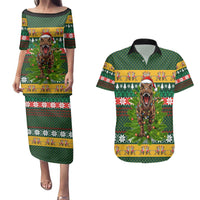 Christmas T Rex In Noel Tree Couples Matching Puletasi and Hawaiian Shirt Xmas Holiday Patterns - Wonder Print Shop