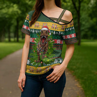 Christmas T Rex In Noel Tree Cross Shoulder Shirt Xmas Holiday Patterns - Wonder Print Shop