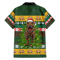 Christmas T Rex In Noel Tree Family Matching Off The Shoulder Long Sleeve Dress and Hawaiian Shirt Xmas Holiday Patterns - Wonder Print Shop