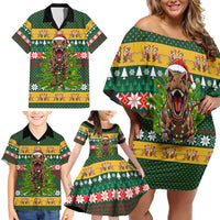 Christmas T Rex In Noel Tree Family Matching Off Shoulder Short Dress and Hawaiian Shirt Xmas Holiday Patterns - Wonder Print Shop