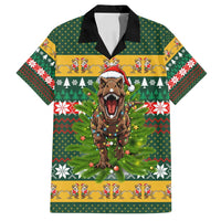 Christmas T Rex In Noel Tree Family Matching Off Shoulder Short Dress and Hawaiian Shirt Xmas Holiday Patterns - Wonder Print Shop
