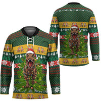 Christmas T Rex In Noel Tree Hockey Jersey Xmas Holiday Patterns - Wonder Print Shop