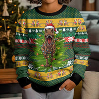 Christmas T Rex In Noel Tree Kid Ugly Christmas Sweater Xmas Holiday Patterns - Wonder Print Shop