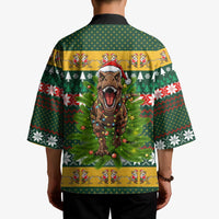 Christmas T Rex In Noel Tree Kimono Xmas Holiday Patterns - Wonder Print Shop