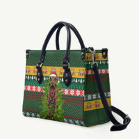 Christmas T Rex In Noel Tree Leather Bag Xmas Holiday Patterns - Wonder Print Shop