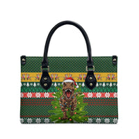 Christmas T Rex In Noel Tree Leather Bag Xmas Holiday Patterns - Wonder Print Shop
